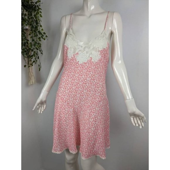 Vintage Natori Robe Pink and white low back sexy slip size m/l - Picture 1 of 9